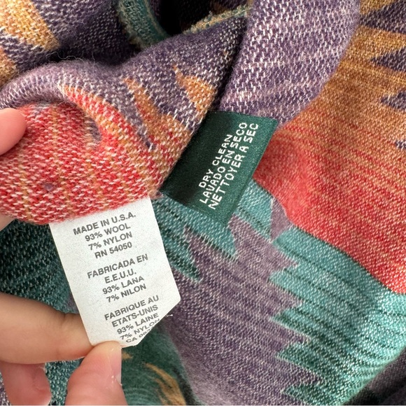 Vintage Ralph Lauren Southwestern Aztec Wool Fringe Jacket Size Large - Picture 6 of 7